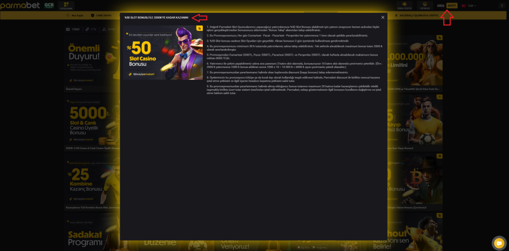 Parmabet Slot Bonusu ile 2000TL'ye Varan Ödül Havuzu